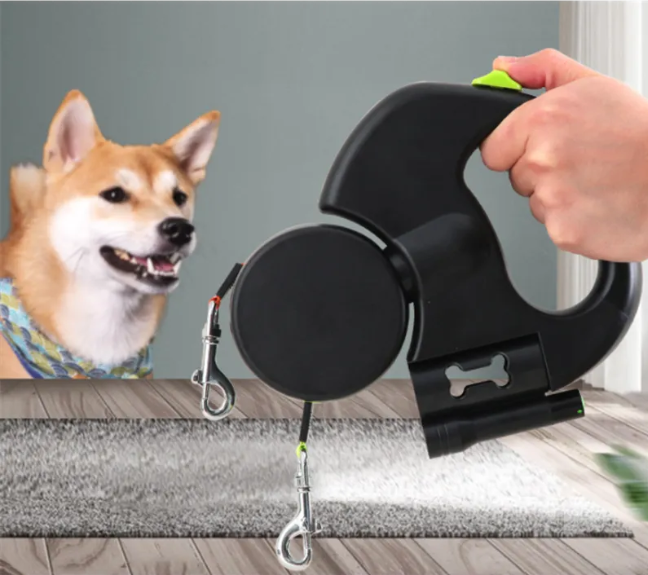 Retractable Double Dog Leash – Two 3 m (9.8 ft) Leads, One Handle | Zoomie & Co.